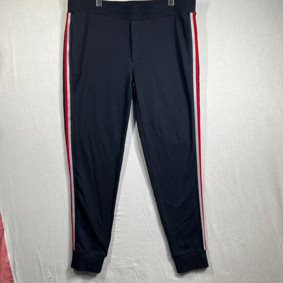 Moncler Pants Mens 2XL Navy Blue Tricolor Stripe Athletic Jogger Pantalone XXL - Picture 1 of 13